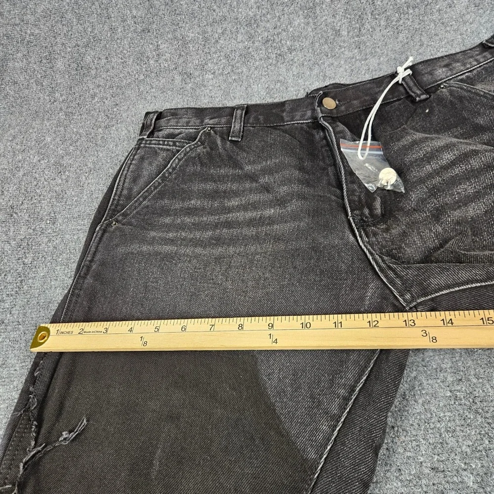 MNML B241 Flared Denim Black Carpenter Jeans Distressed Panelled Mens 34